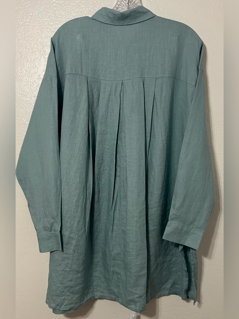 Eileen Fisher Organic Linen Oversized Button Front Tunic Shirt | Sage Green S/P - Picture 3 of 6